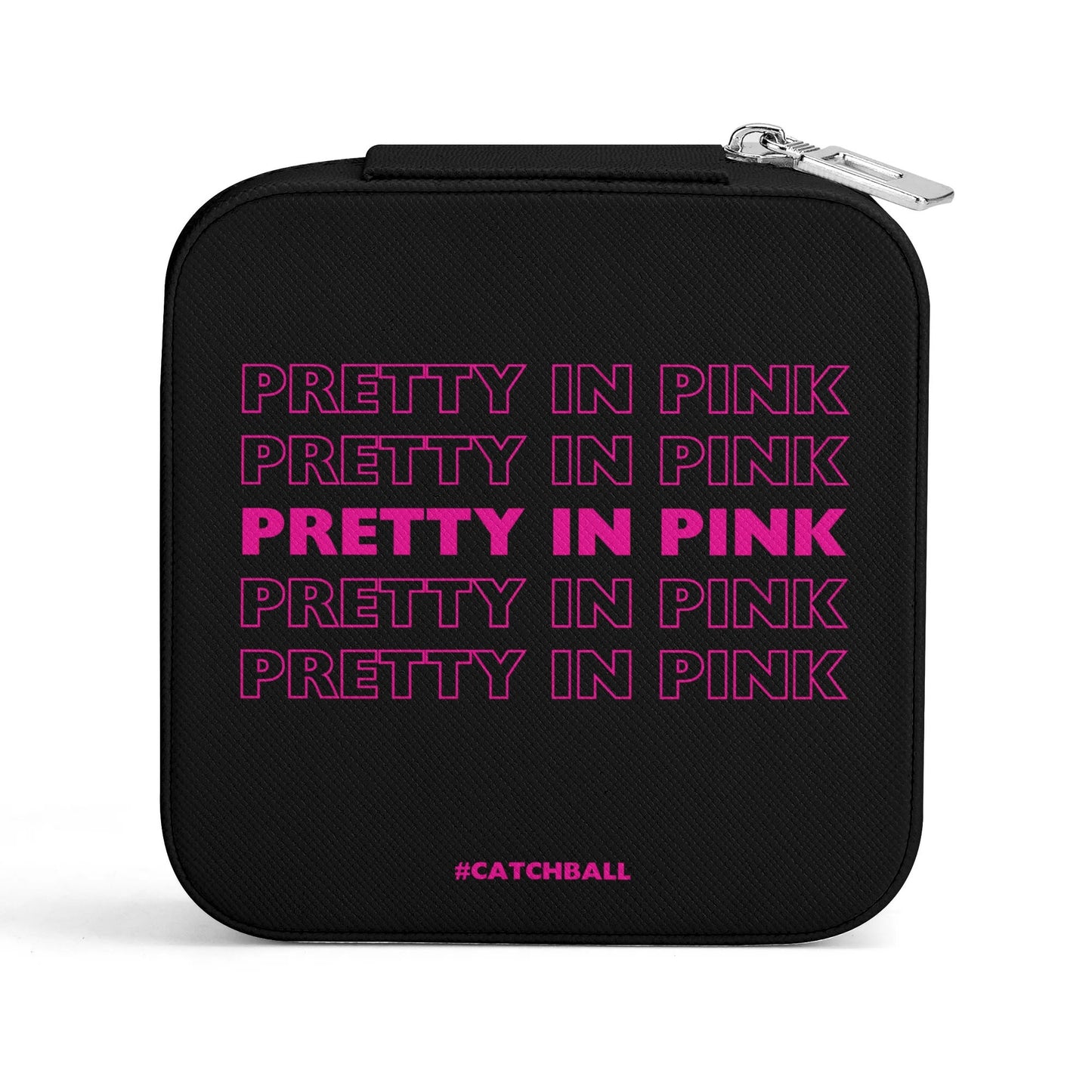 Catchball Pretty In Pink Square Jewelry Box Case Display with Zipper
