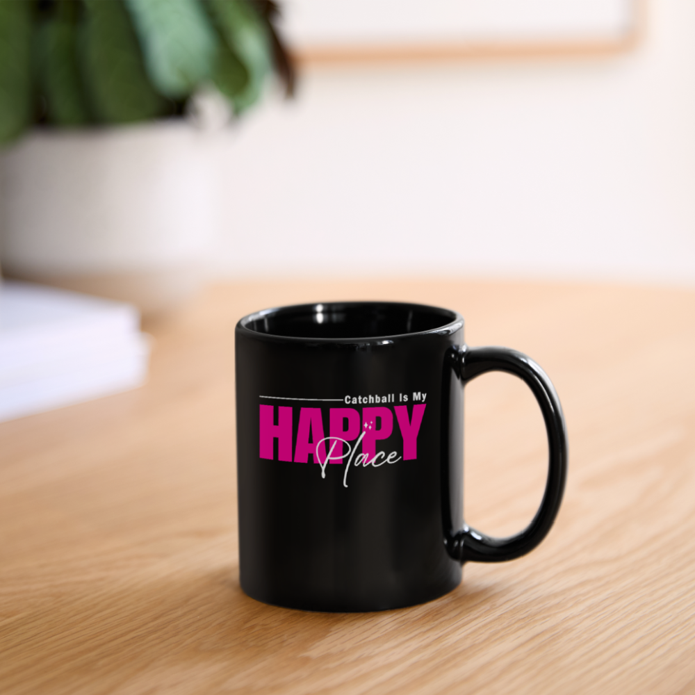 "Catchball Is My Happy Place" Mug - Pink on White - black