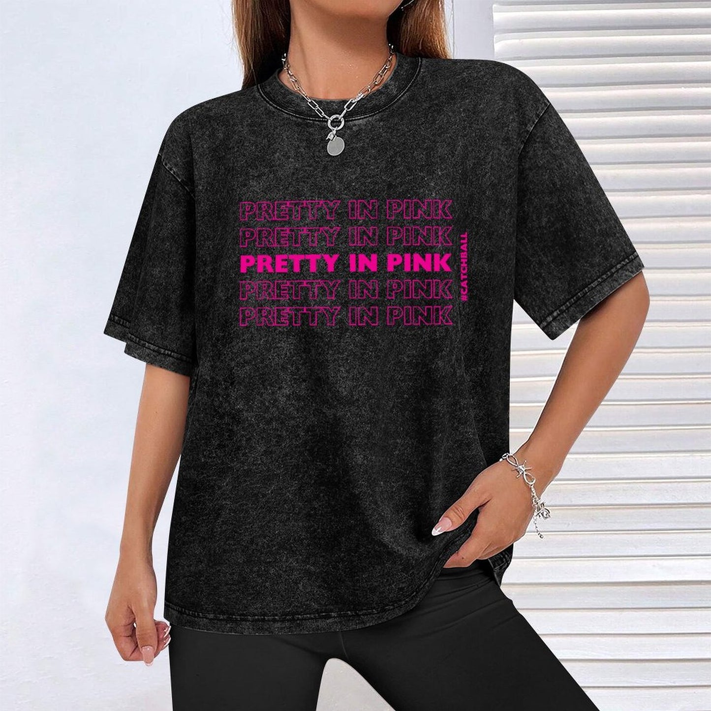 Pretty In Pink Catchball Women Washed Vintage T-Shirt