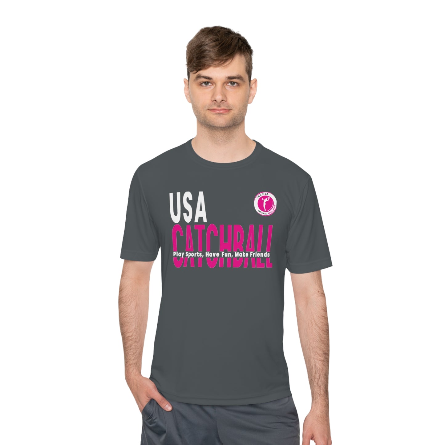 Branded (USACA) Catchball Relaxed T-Shirt Moisture-Wicking Ladies Performance Tee Unisex Women's Shirt