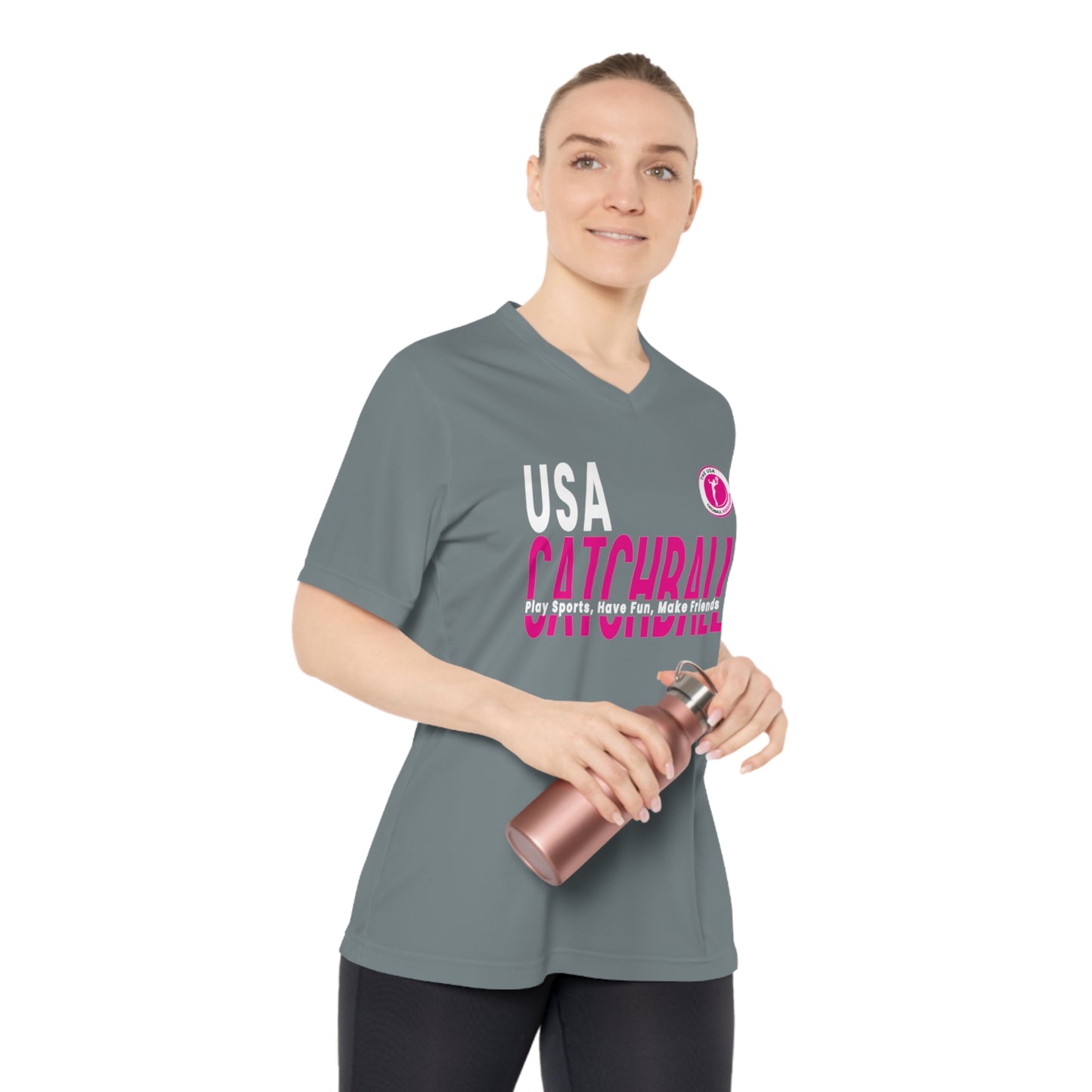 Branded (USACA) Catchball Women's T-Shirt Performance Catchball  T-Shirt V-Neck Catchball Logo Tee