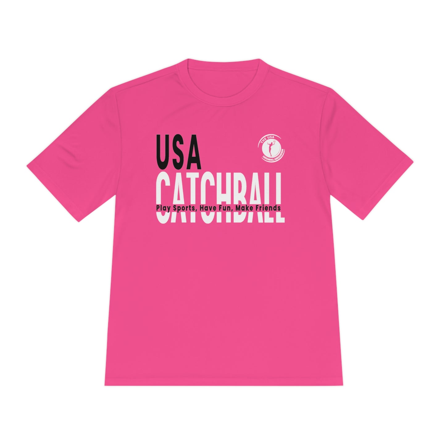 Branded (USACA) Catchball Relaxed T-Shirt Moisture-Wicking Ladies Performance Tee Unisex Women's Shirt