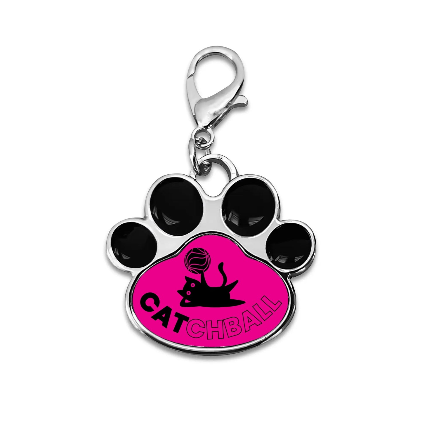 Catchball Cat Paw Shape Collar Decor Jewelry Pet Pendant Keychain