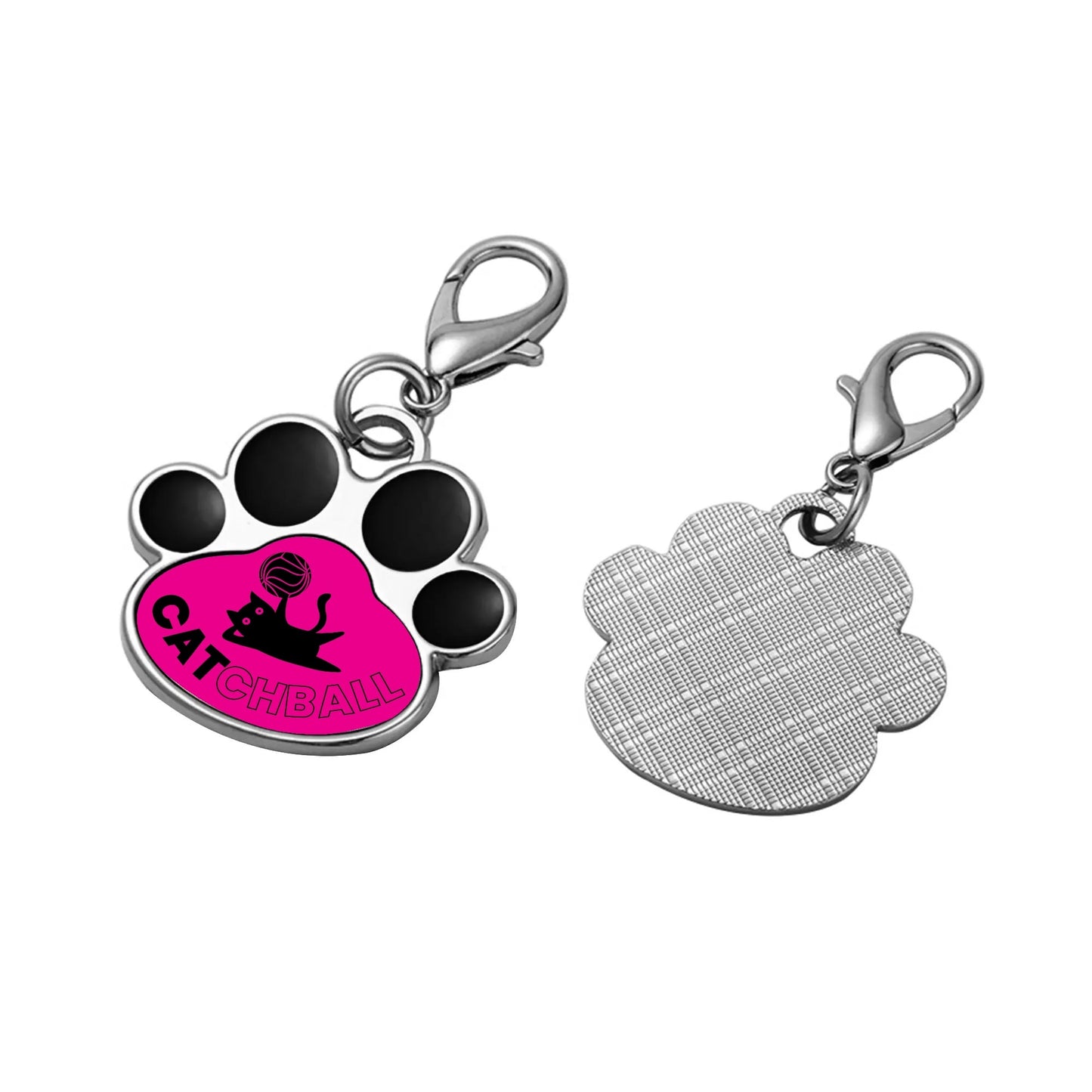 Catchball Cat Paw Shape Collar Decor Jewelry Pet Pendant Keychain