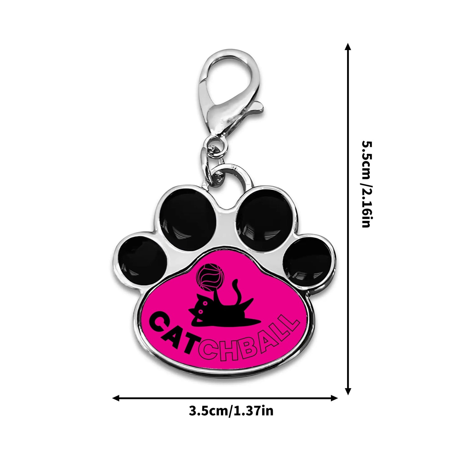 Catchball Cat Paw Shape Collar Decor Jewelry Pet Pendant Keychain