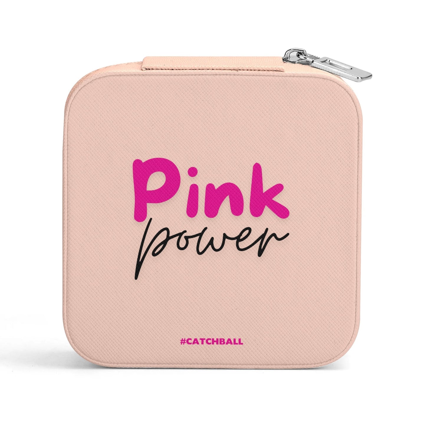 Catchball Pink Power Square Jewelry Box Case Display with Zipper