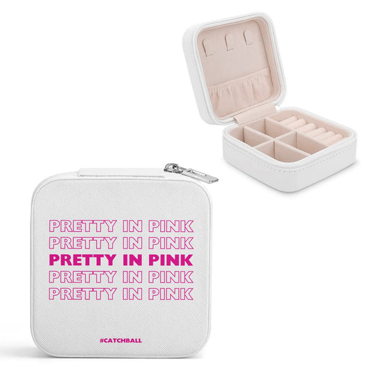 Catchball Pretty In Pink Square Jewelry Box Case Display with Zipper