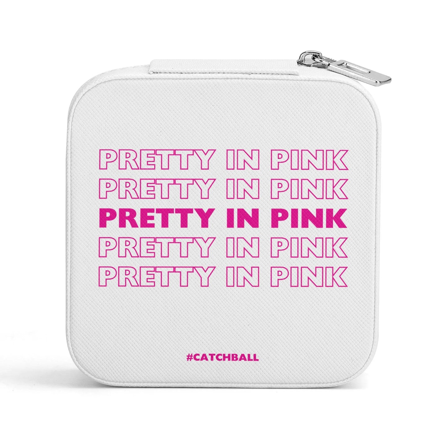 Catchball Pretty In Pink Square Jewelry Box Case Display with Zipper