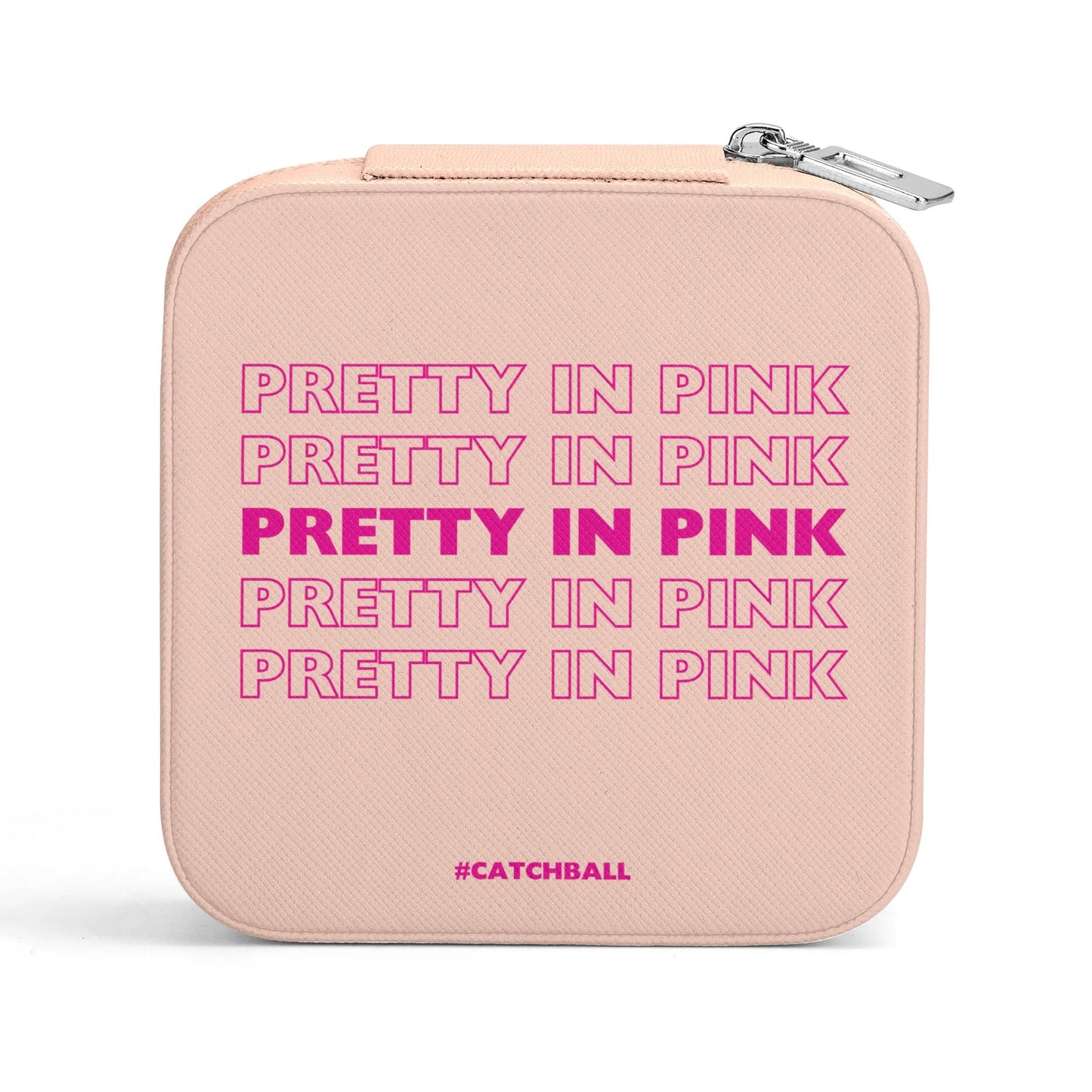 Catchball Pretty In Pink Square Jewelry Box Case Display with Zipper