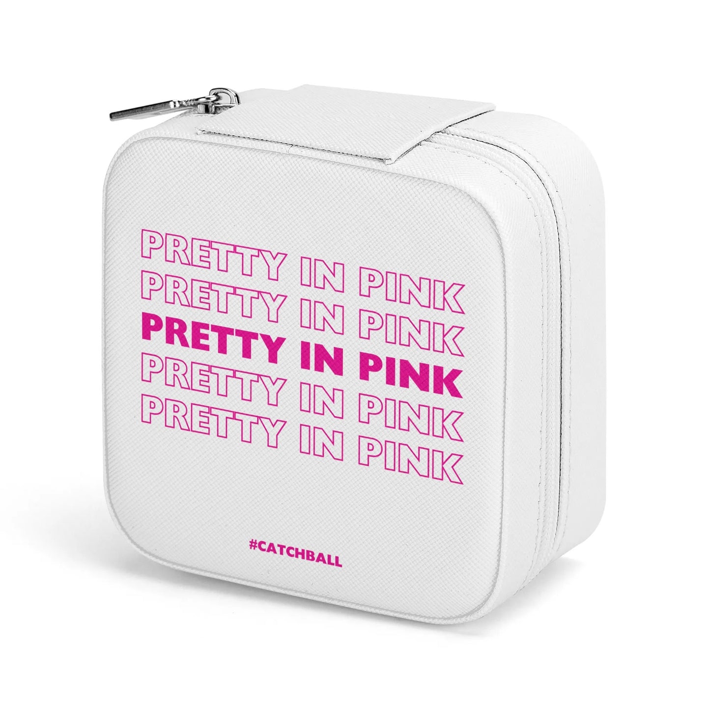 Catchball Pretty In Pink Square Jewelry Box Case Display with Zipper