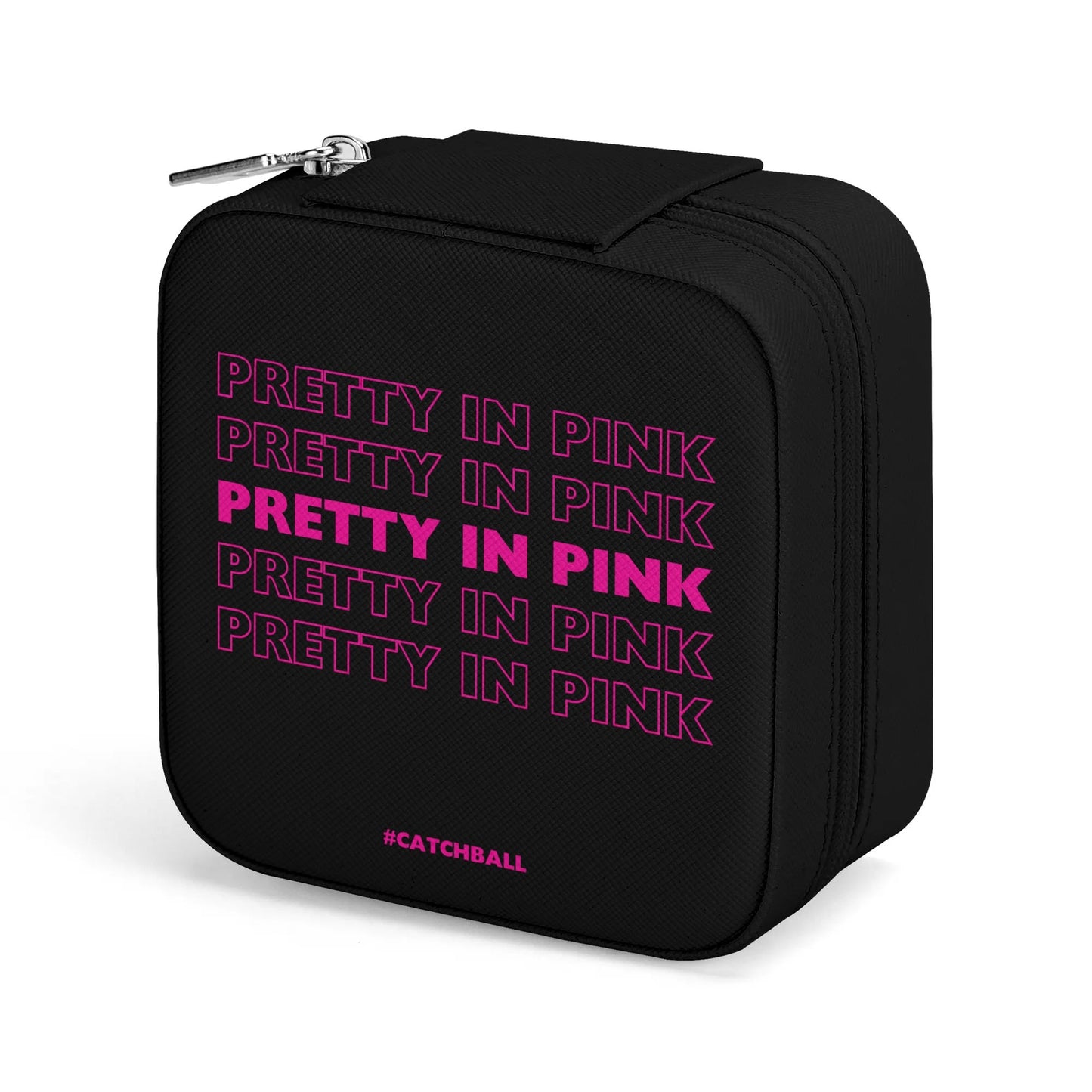 Catchball Pretty In Pink Square Jewelry Box Case Display with Zipper