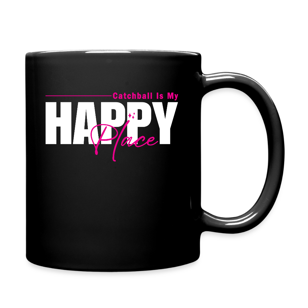 "Catchball Is My Happy Place" Mug - White on Pink - black
