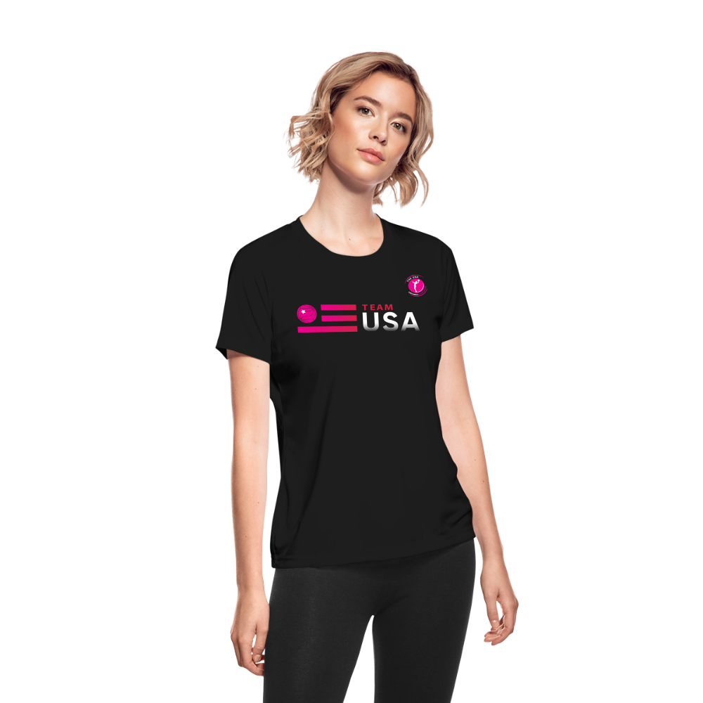 Team USA - USACA - Women's Moisture Wicking Performance T-Shirt - black