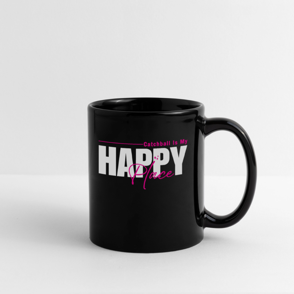 "Catchball Is My Happy Place" Mug - White on Pink - black