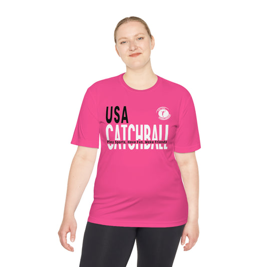 Branded (USACA) Catchball Relaxed T-Shirt Moisture-Wicking Ladies Performance Tee Unisex Women's Shirt