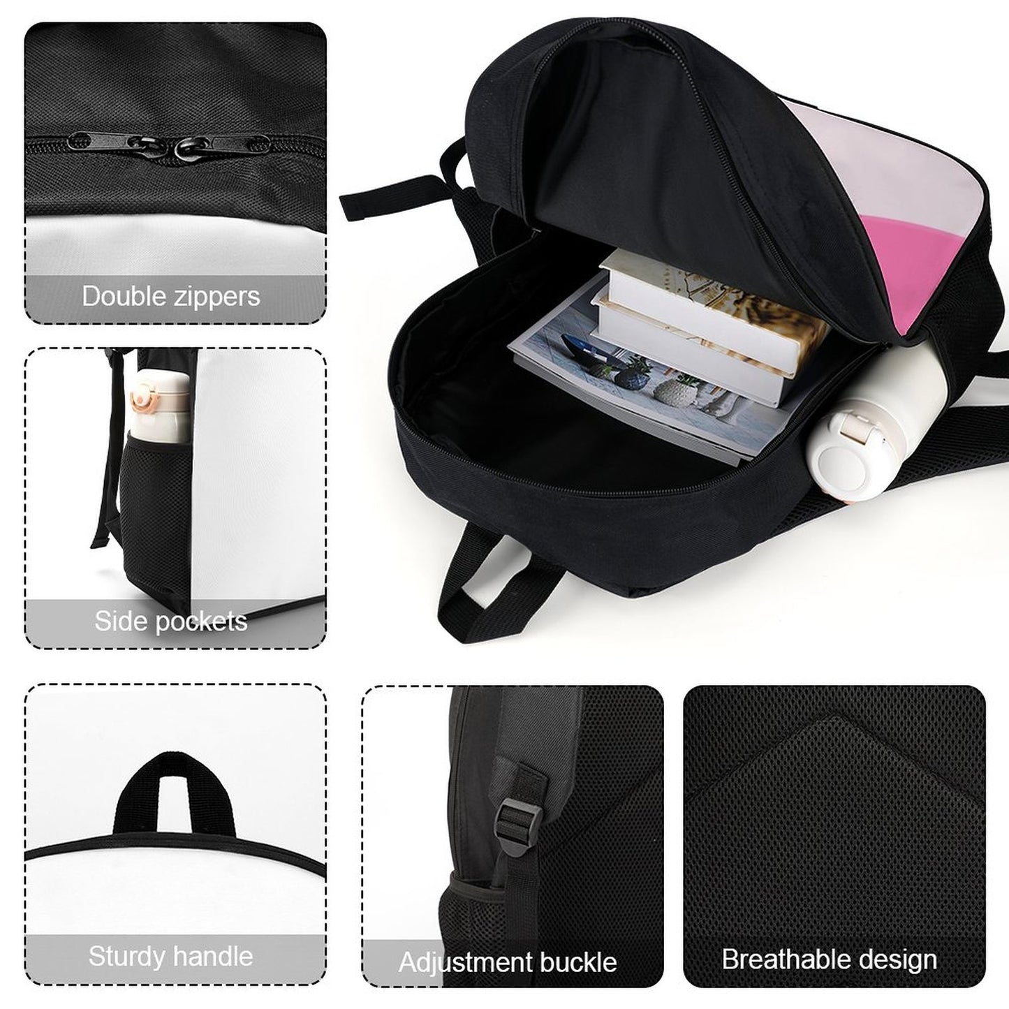 17 inch Black Schoolbag & Shoulder Backpack