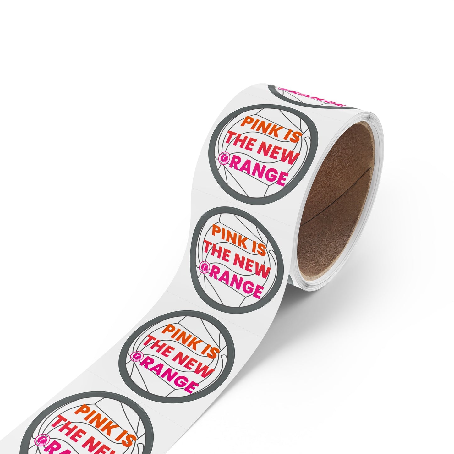 Catchball "Pink Is The New Orange" Round Sticker Label Roll