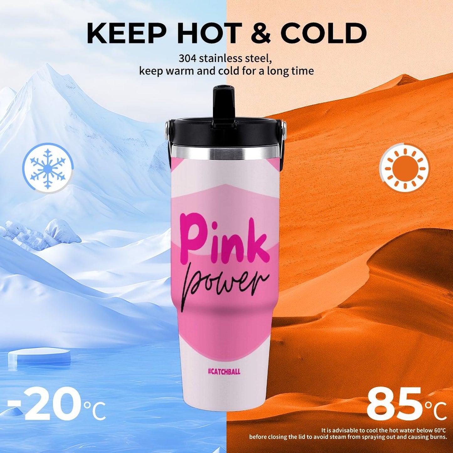 30oz Water Bottle Car Cup with Handle