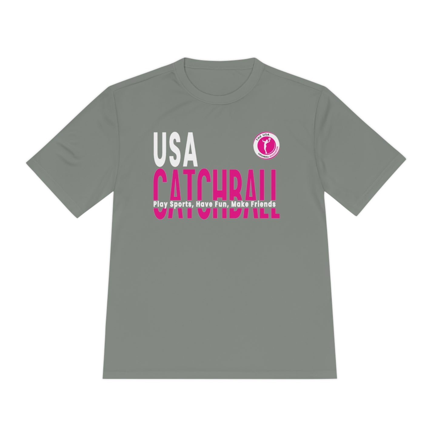 Branded (USACA) Catchball Relaxed T-Shirt Moisture-Wicking Ladies Performance Tee Unisex Women's Shirt