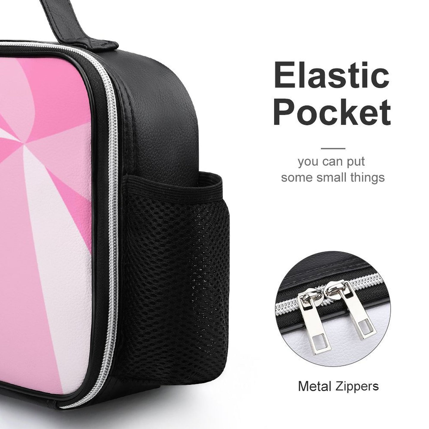 PU Leak-proof Lunch Bag with Detachable Buckled Handle